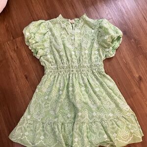 Umgee Light Green Dress with White Pattern
